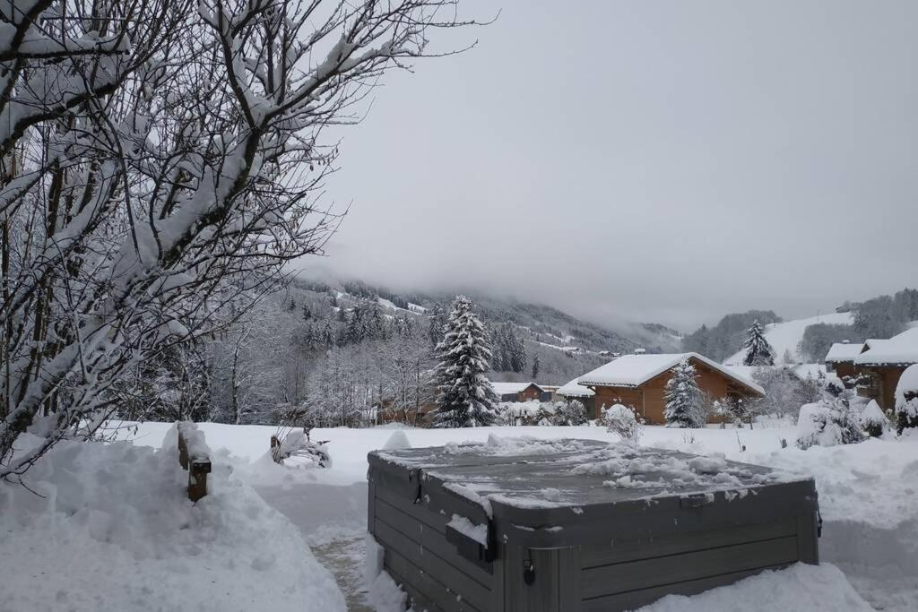 A4 Km De Megeve Tres Joli Studio Avec Jacuzzi ,Vue Sur Les Montagnes Au Calme Praz-sur-Arly Ngoại thất bức ảnh