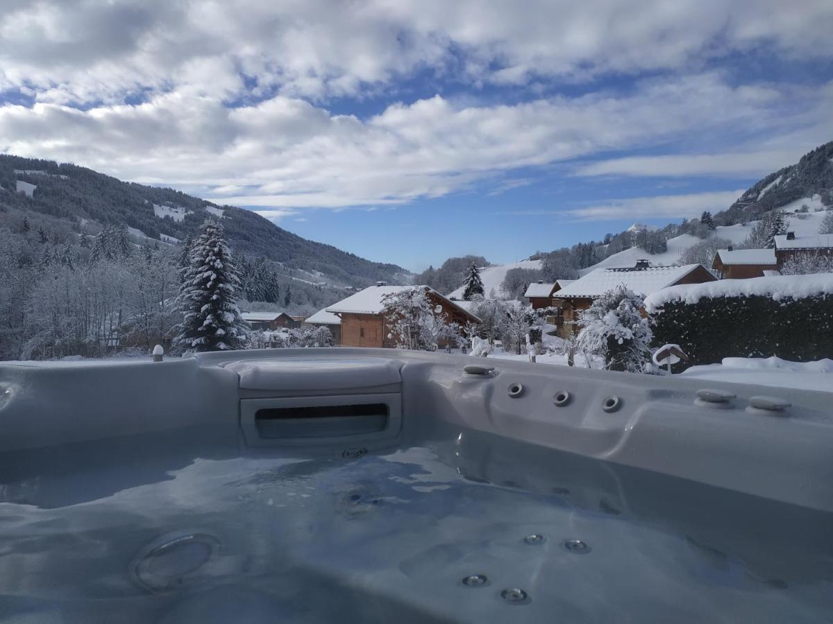 A4 Km De Megeve Tres Joli Studio Avec Jacuzzi ,Vue Sur Les Montagnes Au Calme Praz-sur-Arly Ngoại thất bức ảnh
